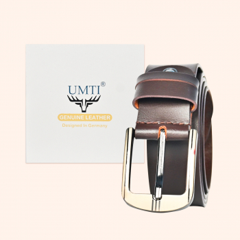 UMTI® Gürtel Herren Ledergürtel aus Büffelleder für Männer 25- (22A) Jeans Echtleder 35mm breit kürzbar Neu