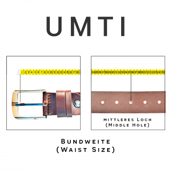 UMTI® Gürtel Herren Ledergürtel aus Büffelleder für Männer 25- (22A) Jeans Echtleder 35mm breit kürzbar Neu