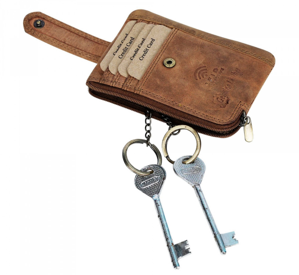 Schlüsseltasche Schlüsseletui 23- (167A) UMTI Leder Schlüsselmäppchen mit 2 Ringe Haken Neu