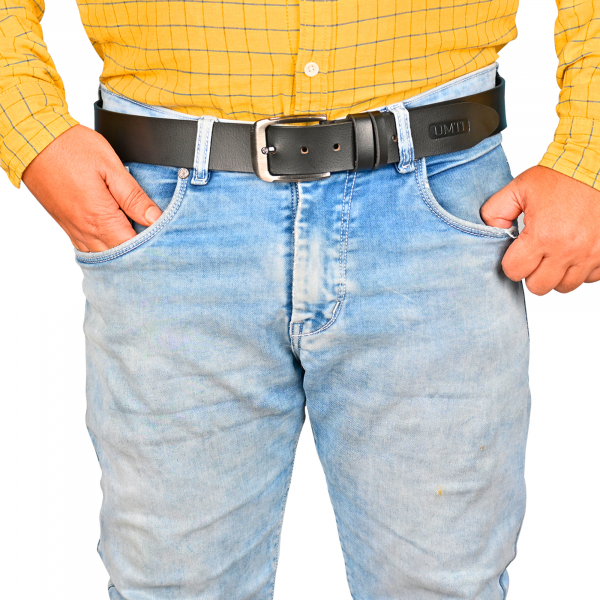 UMTI® Gürtel Herren Ledergürtel aus Büffelleder für Männer 25- (17A) Jeans Echtleder 35mm breit kürzbar Neu
